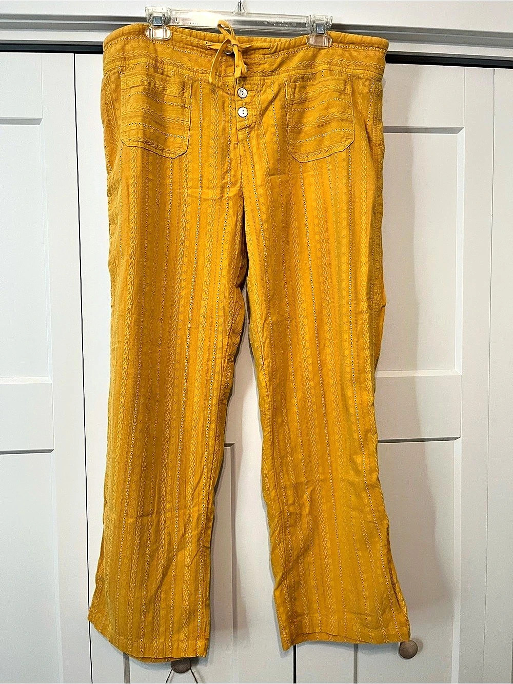 sundance Straight Leg Pants Gold Yellow Size Large